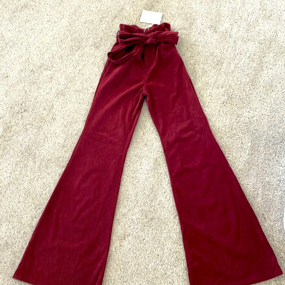 BOHME CORDUROY FLARES - NEW WITH TAGS - size small - wine / maroon